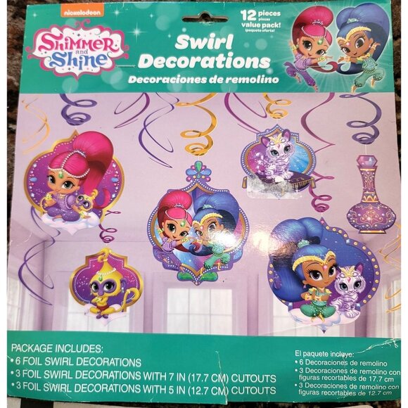 Shimmer & Shine Swirl Decorations & Birthday Candle Set Nickelodeon Jr jj3563 - Picture 4 of 5